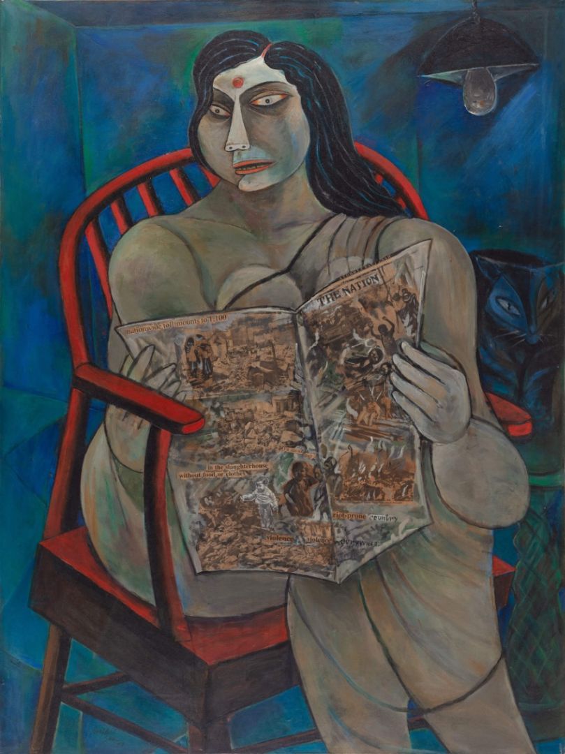 Woman Reading a Newspaper